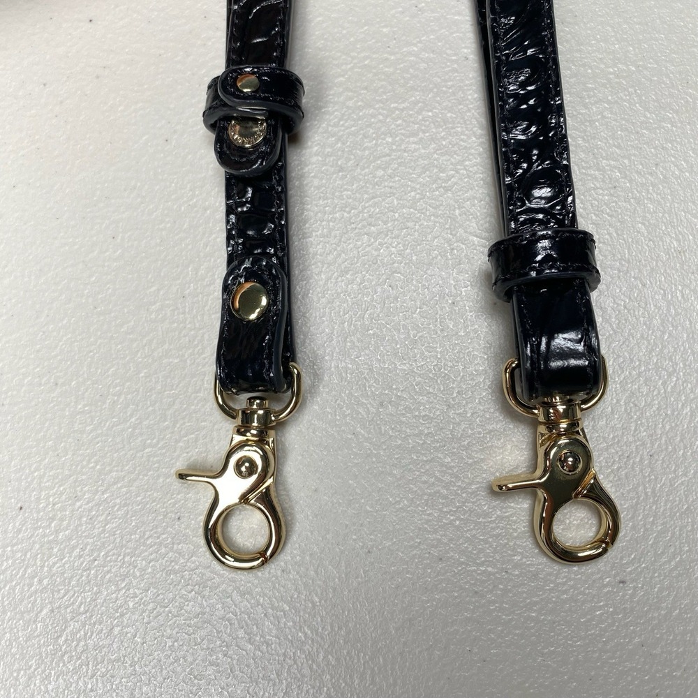 NWOT Brahmin Black Croc Embossed Leather Replacement Strap Gold Hardware - Picture 2 of 7